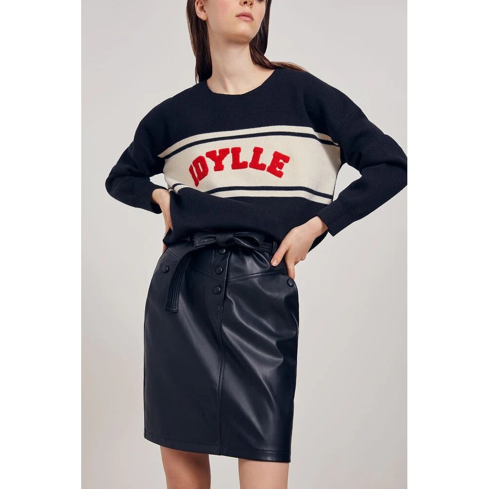 Suncoo Paris Pull Pasco Idylle Graphic Knit Sweater Navy Blue Red Cream‎ T1 S